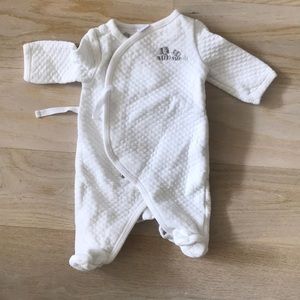 Janie and Jack Newborn Footie in White